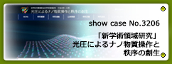 No.3206 科学研究費補助金新学術領域研究 平成28-32年 光圧によるナノ物質操作と秩序の創生